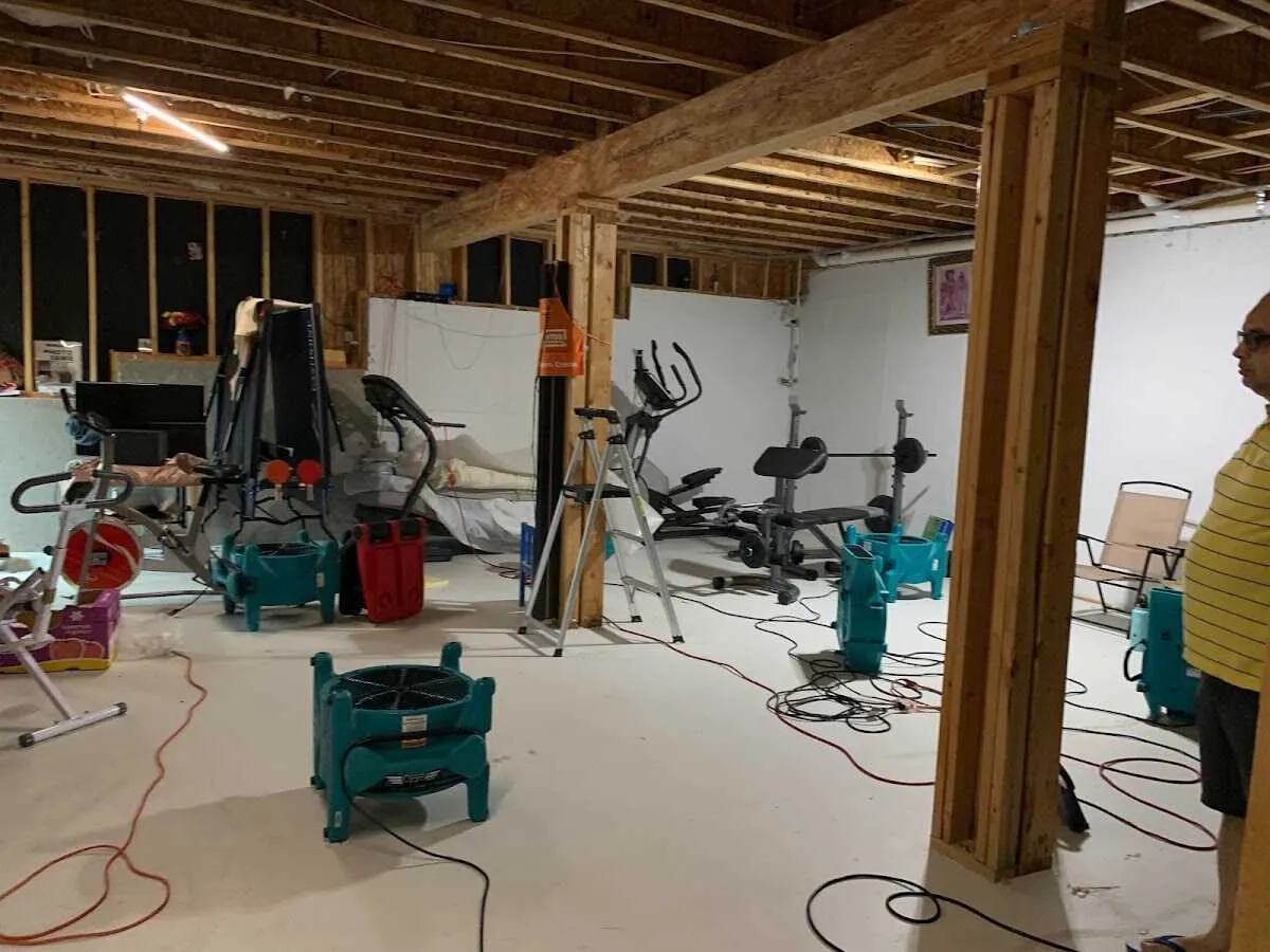 Basement drying equipment setup for Odor Removal & Deodorization in Devils Lake